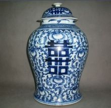 大明 將軍罐 清代青花缠枝喜字将军罐- 消费市场网